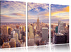 Skyline New York Sonnenuntergang Leinwandbild 3 Teilig