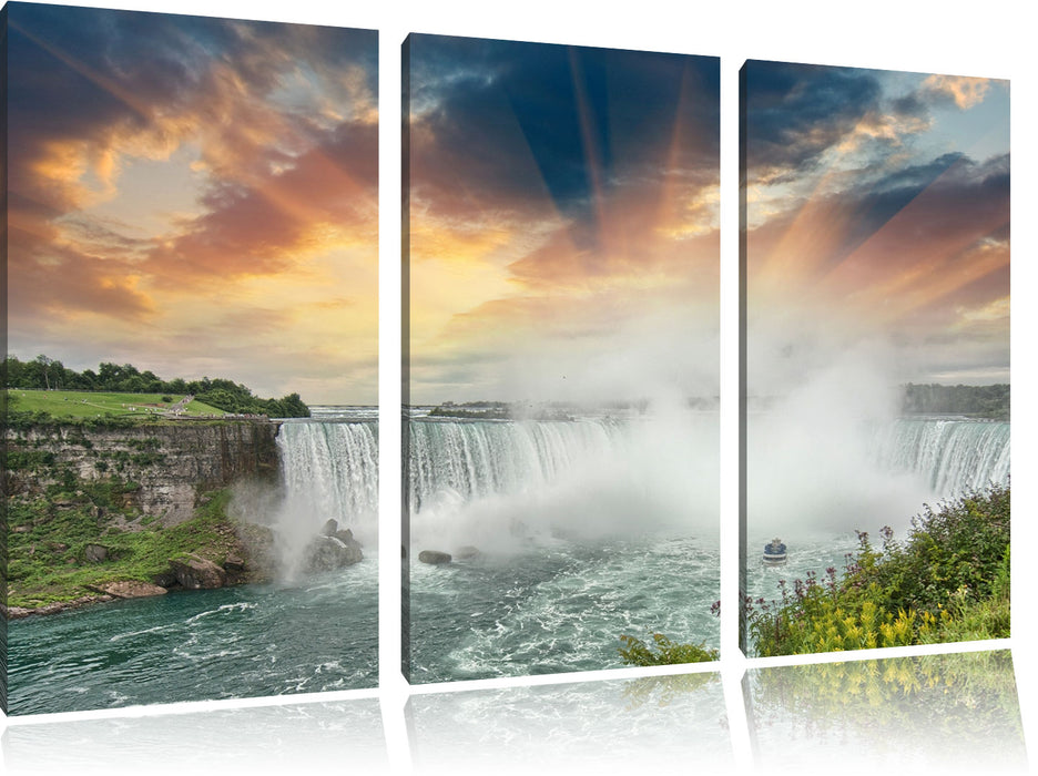 Niagarafälle bei Sonnenuntergang Leinwandbild 3 Teilig