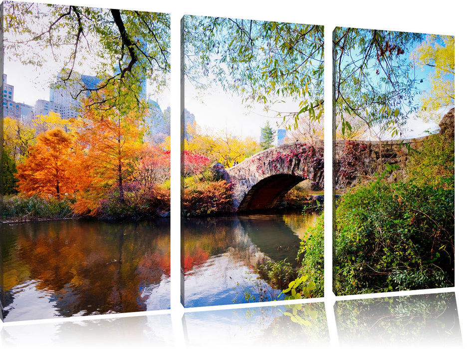 Brücke im Central Park Leinwandbild 3 Teilig