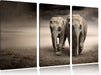 Zwei Elefanten in Steppe Leinwandbild 3 Teilig