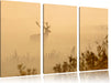 Hirsch im Nebel Leinwandbild 3 Teilig