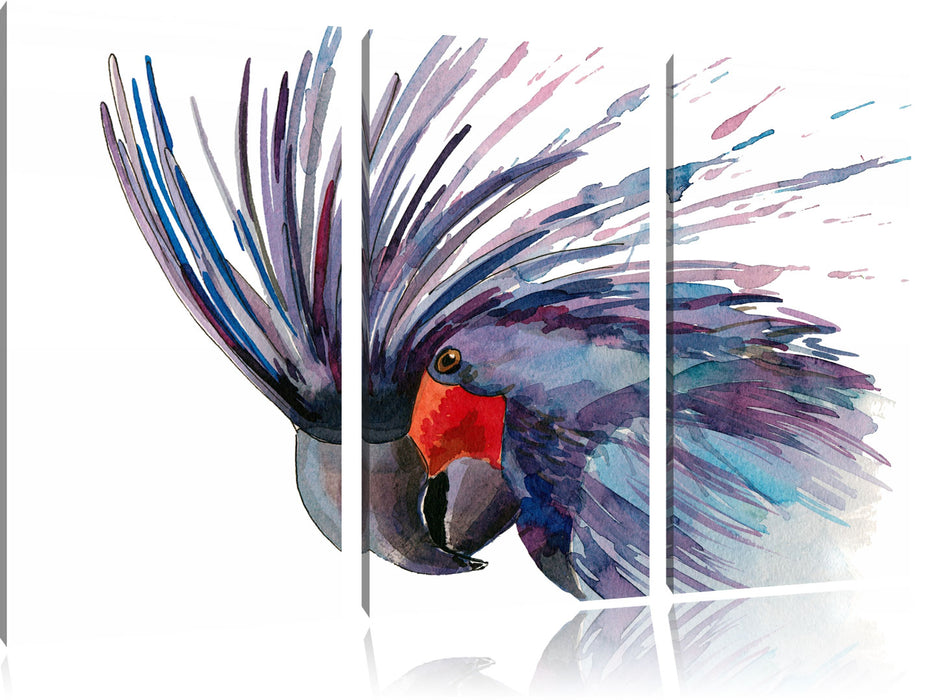 Exotischer Vogel Kunst Leinwandbild 3 Teilig