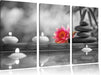 Seerose Zen Steine Kerzen Leinwandbild 3 Teilig