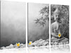 Buddha mit Monoi Blüte in der Hand Leinwandbild 3 Teilig