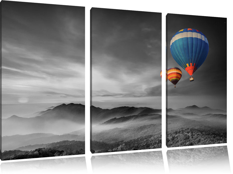 Heißluftballons über den Alpen Leinwandbild 3 Teilig