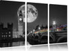 Big Ben mit Mond London Leinwandbild 3 Teilig