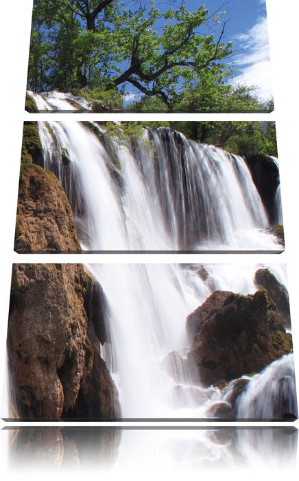 Wasserfall im Dschungel Leinwandbild 3 Teilig