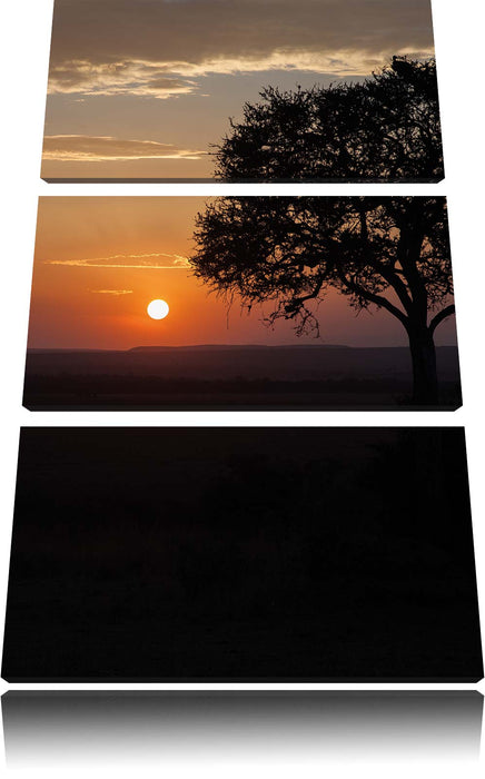 Sonnenaufgang über der Savanne Leinwandbild 3 Teilig