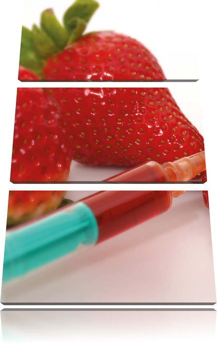 Erdbeeren mit Lebensmittelfarbe Leinwandbild 3 Teilig