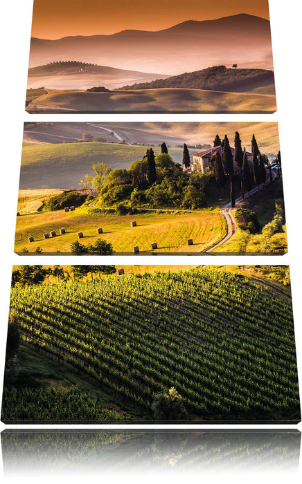 Wunderschöne Toskana Landschaft Leinwandbild 3 Teilig