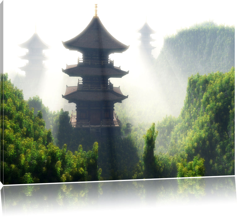 Pixxprint chinesische Häuser, Leinwandbild