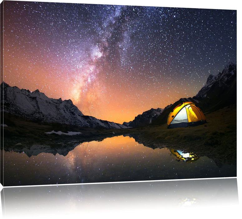 Pixxprint Zelten unter tausenden Sternen, Leinwandbild