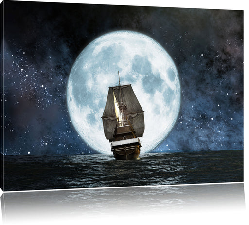 Segelschiff bei Vollmond Leinwandbild