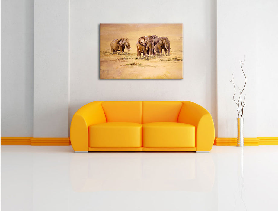 Elefanten in Südafrika Leinwandbild über Sofa