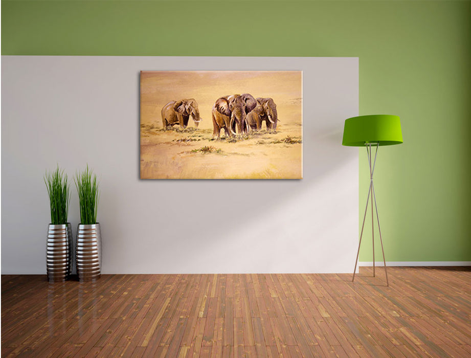 Elefanten in Südafrika Leinwandbild im Flur