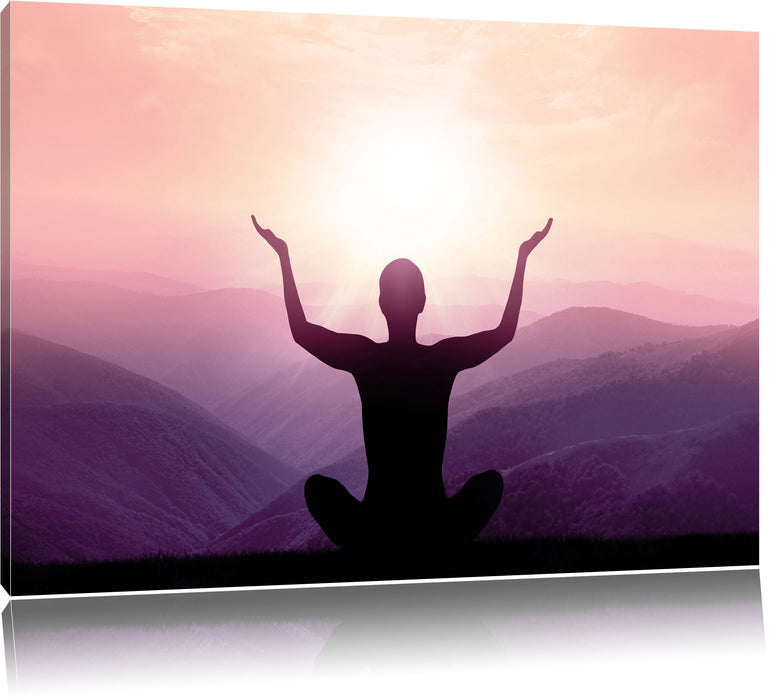 Pixxprint Yoga in den Bergen, Leinwandbild