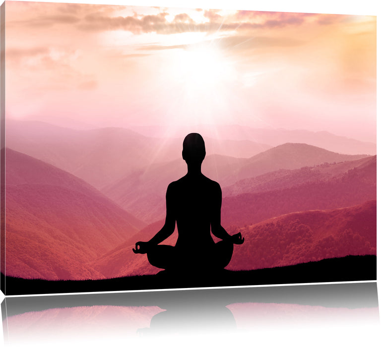 Pixxprint Meditierender Mensch in den Bergen, Leinwandbild