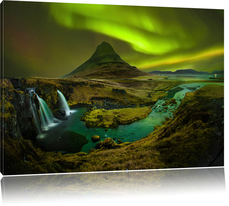 Pixxprint Kirkjufell Wasserfall, Leinwandbild