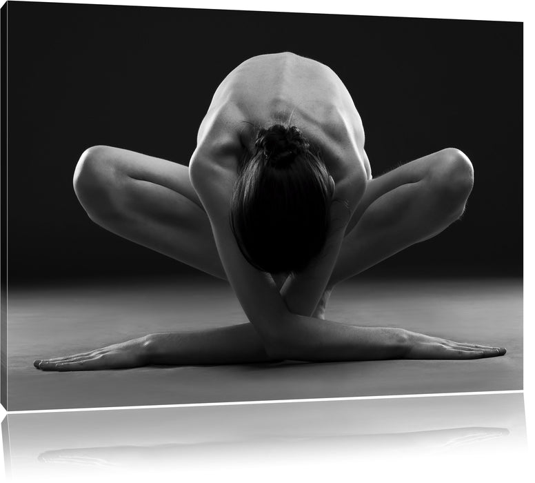 Pixxprint Nackte Frau in besonderer Yogapose, Leinwandbild