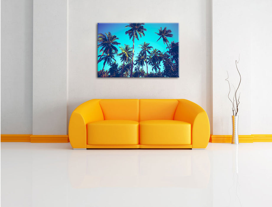 Tropische Palmen Leinwandbild über Sofa