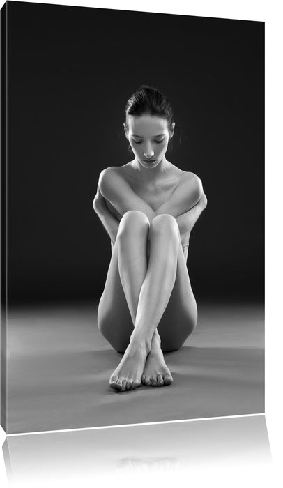 Pixxprint Nackte Frau macht Yoga, Leinwandbild