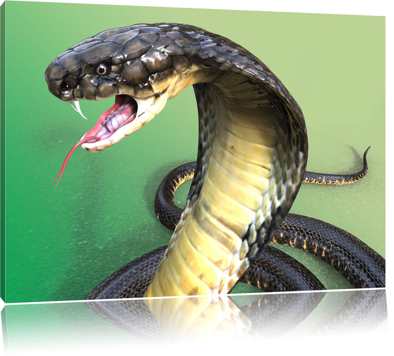 Pixxprint Nahaufnahme einer Cobra, Leinwandbild