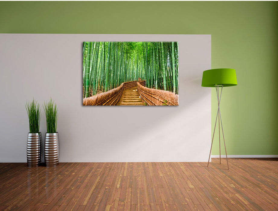 Kyoto Japan Bambuswald Leinwandbild im Flur