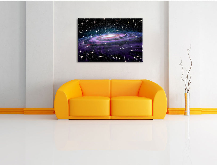 Spiralgalaxie im Weltall Leinwandbild über Sofa