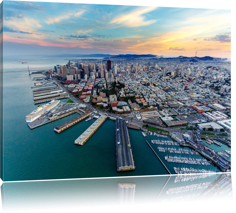 Pixxprint San Francisco bei Sonnenuntergang, Leinwandbild