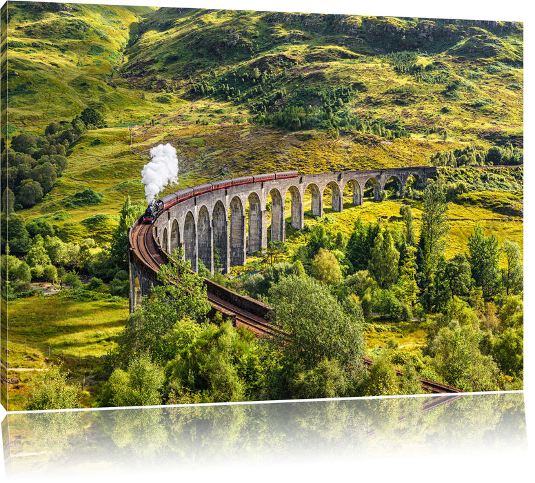 Pixxprint Eisenbahnviadukt in Schottland, Leinwandbild
