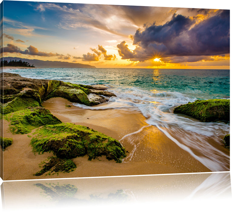 Pixxprint Sonnenuntergang auf Hawaii, Leinwandbild