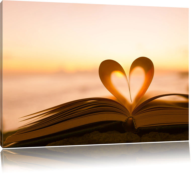 Pixxprint Das Herz aus einer Buchseite, Leinwandbild