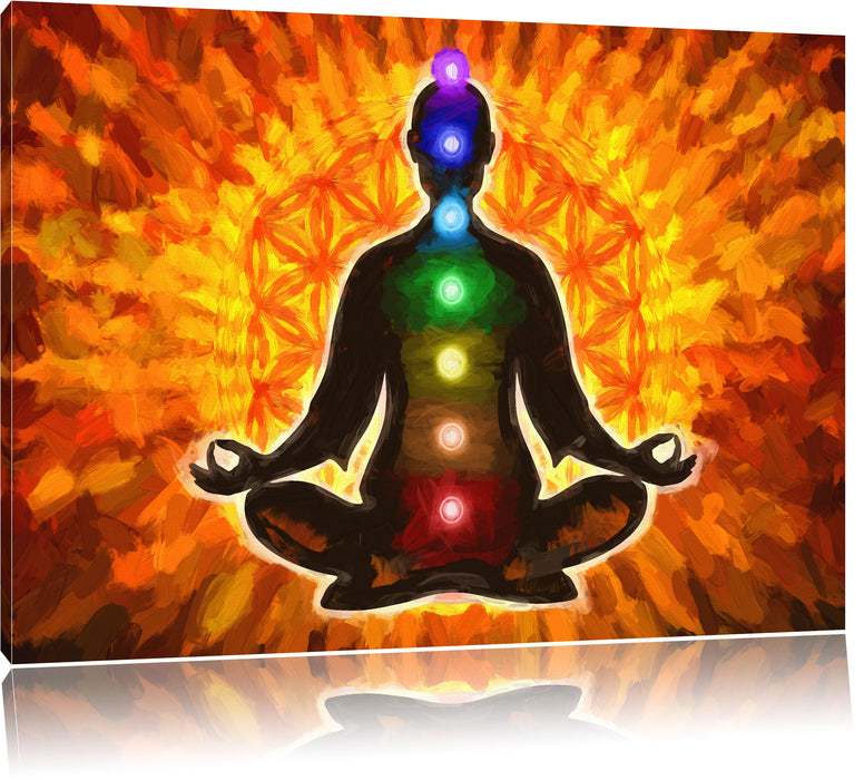 Pixxprint Meditation mit den 7 Chakren Kunst, Leinwandbild