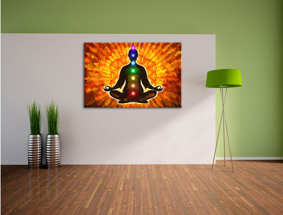 Meditation mit den 7 Chakren Kunst Leinwandbild im Flur