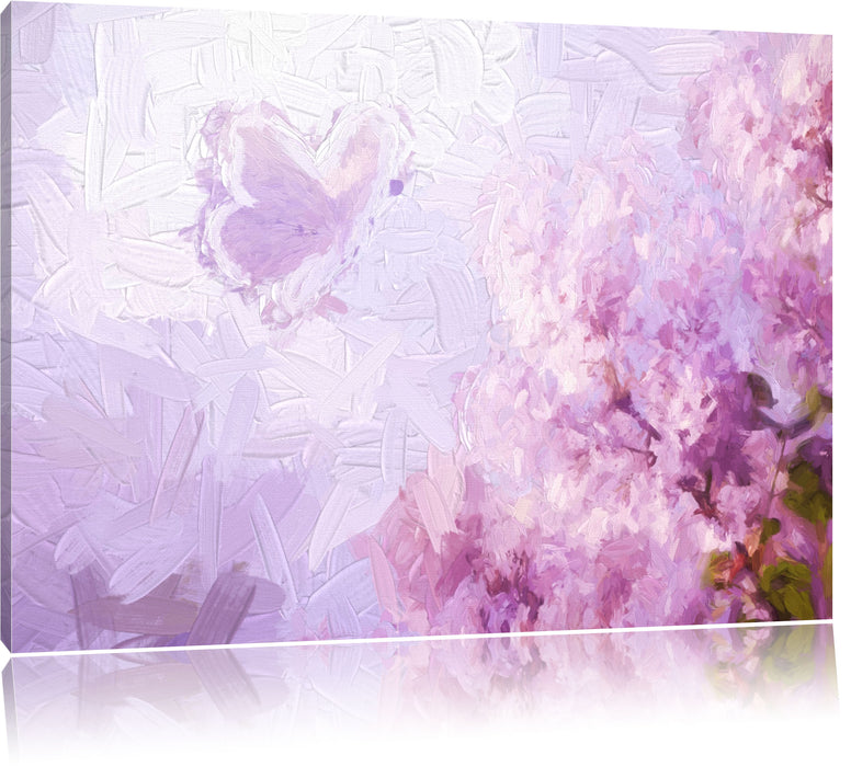 Pixxprint Schmetterling auf Kirschblüten, Leinwandbild