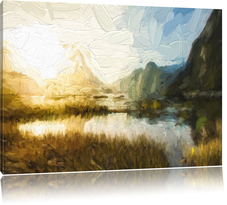 Pixxprint Milford Sound Neuseeland Kunst, Leinwandbild