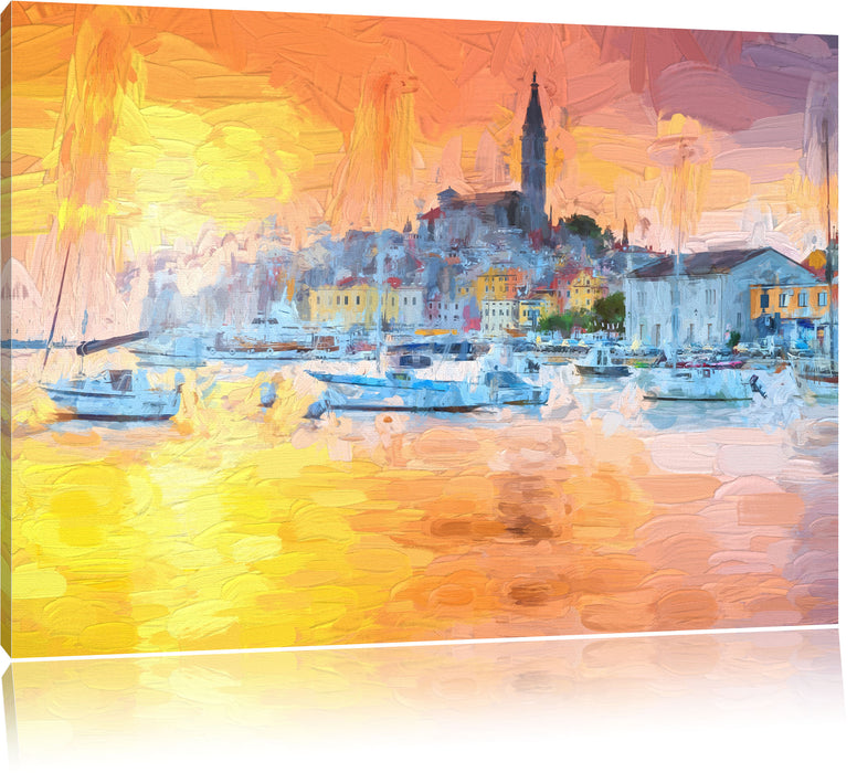 Pixxprint Kroatische süße Hafenstadt, Leinwandbild