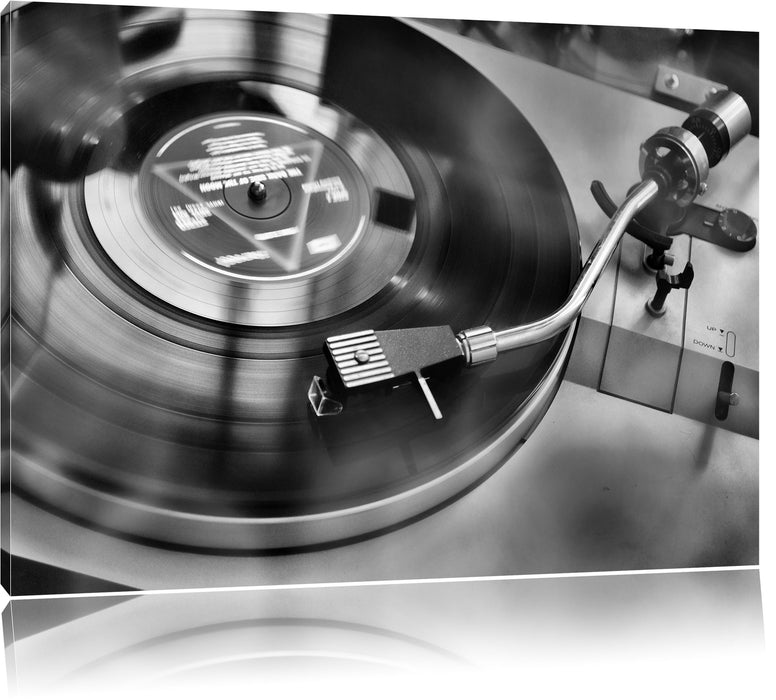 Pixxprint Schallplatte B&W, Leinwandbild