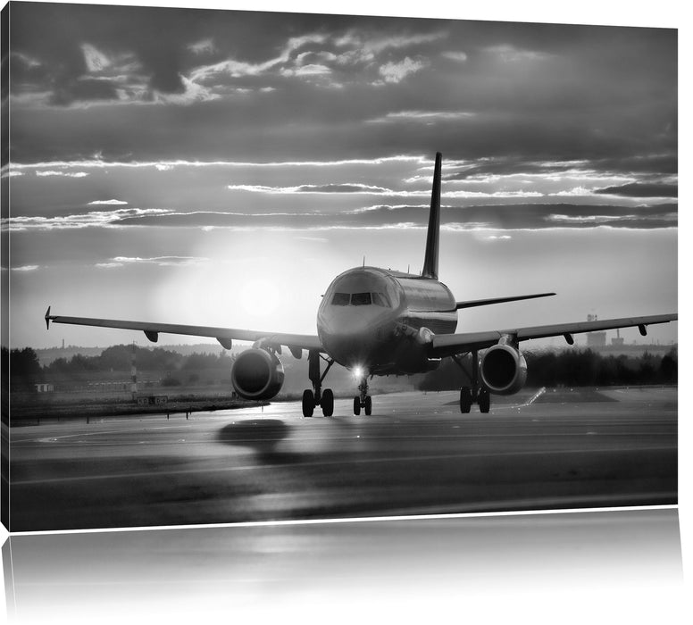 Pixxprint Landendes Flugzeug, Leinwandbild