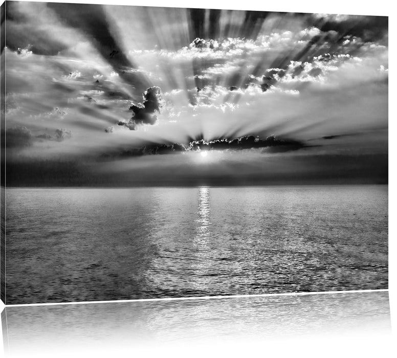 Pixxprint Meer im Sonnenaufgang B&W, Leinwandbild