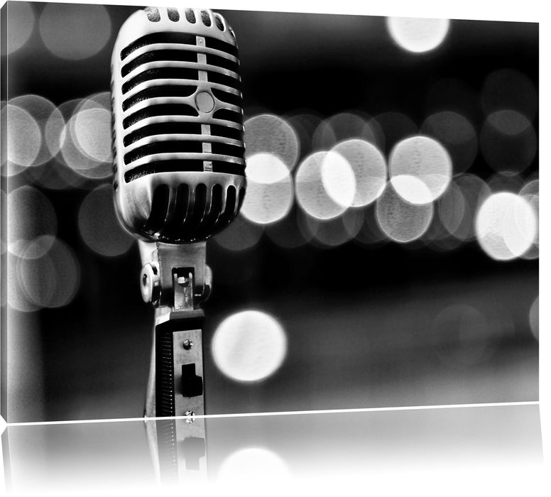 Pixxprint Altes Retro Mikrofon, Leinwandbild