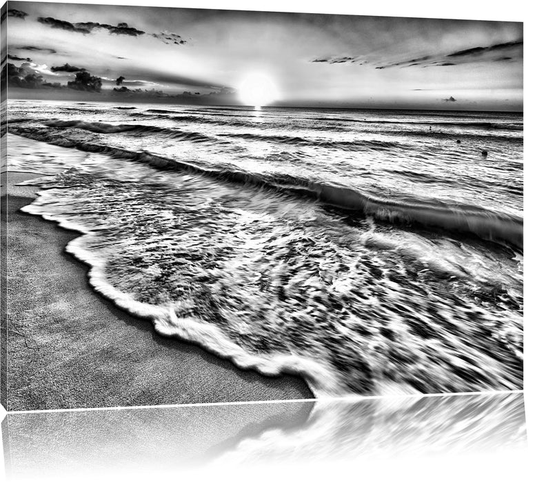 Pixxprint Meer bei Sonnenuntergang B&W, Leinwandbild