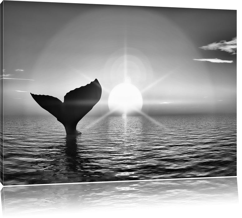 Pixxprint Walflosse im Sonnenuntergang, Leinwandbild