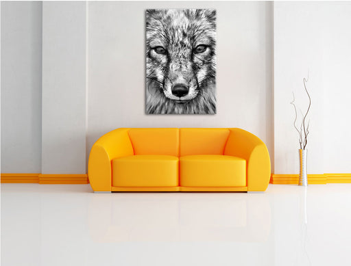 Fuchs Porträ Leinwandbild über Sofa