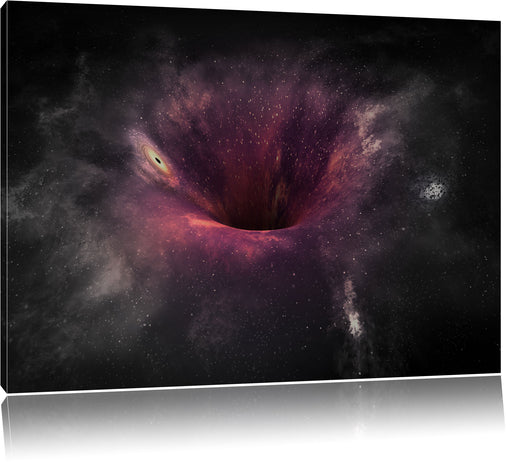 Schwarzes Loch im Weltall B&W Leinwandbild