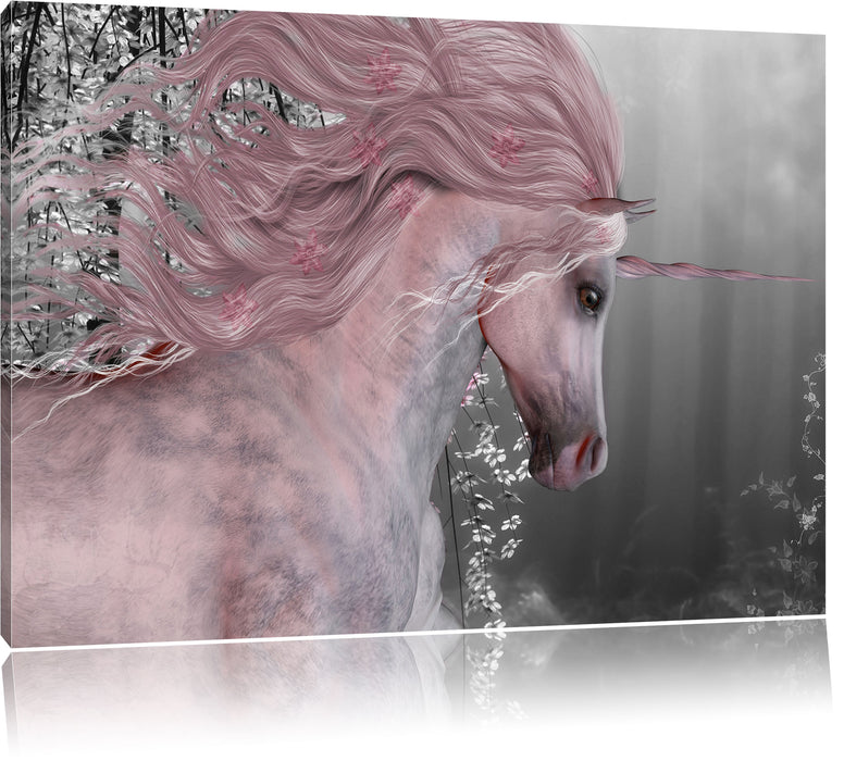 Pixxprint wunderbares Einhorn, Leinwandbild