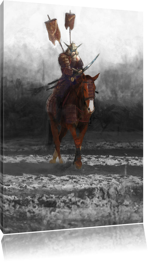 Samurai Krieger auf einem Pferd Leinwandbild
