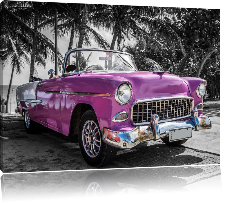 Pixxprint Kuba Varadero Oldtimer B&W, Leinwandbild