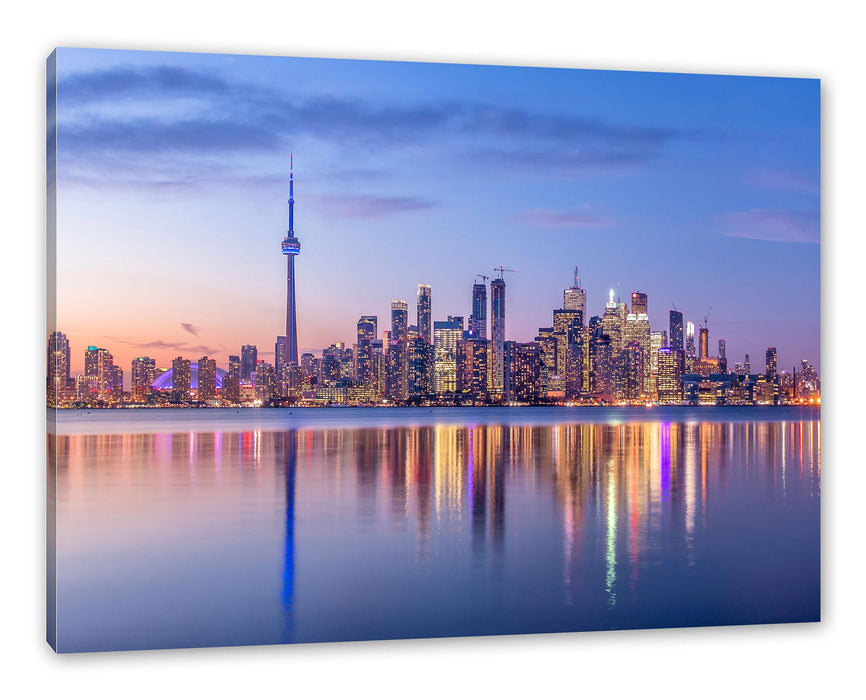 Pixxprint Skyline Toronto in der Abenddämmerung, Leinwandbild
