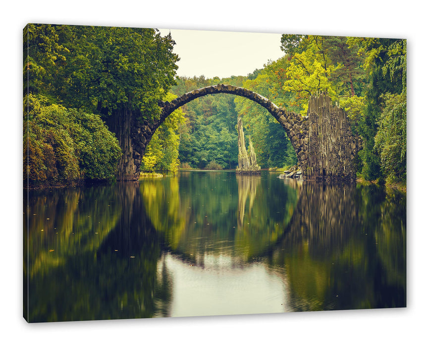 Pixxprint Rakotz-Brücke Kromlau Reflexion, Leinwandbild